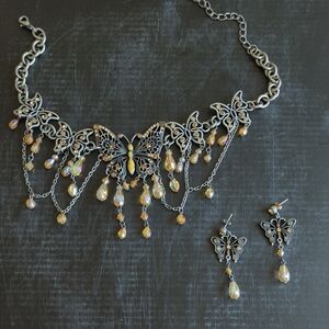 Elegant Butterfly Jewelry Set in Silver and Gold